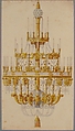 Design for Chandelier, Anonymous, French, 18th century, Pen and gray ink, brush and gray wash, watercolor