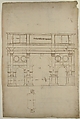 Arch of Constantine, elev, partial plan (recto) Arch of Constantine, profiles of base, shaft and entablature (verso), Drawn by Anonymous, French, 16th century, Dark brown ink, black chalk, and incised lines
