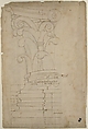 Temple of Minerva, elevation of cornice (recto) Temple of Minerva, elevation of capital and base (verso), Drawn by Anonymous, French, 16th century, Dark brown ink, black chalk, and incised lines