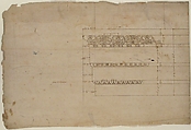 Temple of Minerva, elevation of architrave (recto) Temple of Minerva, column shaft (verso), Drawn by Anonymous, French, 16th century, Dark brown ink, black chalk, and incised lines