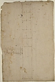Temple of Minerva, elevation of architrave (recto) Temple of Minerva, column shaft (verso), Drawn by Anonymous, French, 16th century, Dark brown ink, black chalk, and incised lines