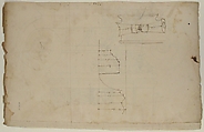 Unidentified, Ionic capital, elevation, front and side (recto) Unidentifed, Ionic capital, section, detail; Ionic capital, elevation, detail  (verso), Drawn by Anonymous, French, 16th century, Dark brown ink, black chalk, and incised lines