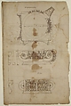 Temple of Portonus, capital, elevations and plan (recto) Unidentified, capital, elevation (verso), Drawn by Anonymous, French, 16th century, Dark brown ink, black chalk, and incised lines