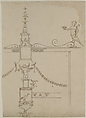 Domus Aurea, cryptoporticus, grotteschi, details (recto) blank (verso), Drawn by Anonymous, French, 16th century, Dark brown ink, black chalk, and incised lines