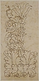 Ornamental drawings (recto) blank (verso), Drawn by Anonymous, French, 16th century, Dark brown ink, black chalk, and incised lines