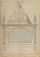 Design for a Reliquary, Anonymous, French, 18th century, Pen and black ink, brush and gray and blue wash