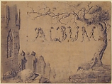 Album Title Page: Hanging Scene, Anonymous, French, 19th century, Graphite
