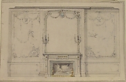 Design for Chimney Piece and Wall Decor, Charles Monblond French, Graphite and wash