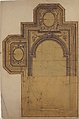Designs for Ceiling, Charles Monblond (French, 19th century), Pen and gray, black and red ink, brush and gray wash