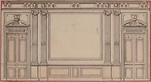 Design for Wall Panelling, Charles Monblond (French, 19th century), Pen and black ink, brush and pink wash