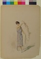 Costume Design for a Maiden Draped in White, Charles Bianchini (French, Lyons 1860–1905 Paris), Pen and black ink with watercolor