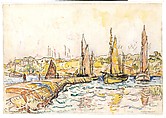 Concarneau, Paul Signac (French, Paris 1863–1935 Paris), Black chalk and watercolor