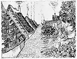 Street in Saintes-Maries-de-la-Mer, Vincent van Gogh (Dutch, Zundert 1853–1890 Auvers-sur-Oise), Reed pen, quill, and brown ink over black chalk on wove paper (backed with wove paper)