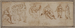 Figures, attributed to Francesco Allegrini (Italian, Cantiano (?) 1615/20–after 1679 Gubbio (?)), Pen and brown ink