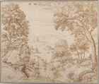 Coastal Landscape, Gherardo Cibo (Italian, Genoa 1512–1600 Rocca Contrada (Arcevia)), Pen and brown ink