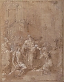 Thanksgiving, for the Acquittal of Susanna (Daniel 13:63), Baldassare Croce (Italian, Bologna 1553/58–1628 Rome), Black chalk, brush and brown wash, highlighted with white, on brownish paper
