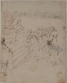 Supplicants before an Enthroned King and Queen, attributed to Francesco Allegrini (Italian, Cantiano (?) 1615/20–after 1679 Gubbio (?)), Pen and brown ink