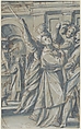 A Deacon Led to Martyrdom, Giovanni Mauro della Rovere (Italian, Milan ca. 1575–ca. 1640 Milan (?)), Pen and brown ink, brush and blue wash, highlighted with chinese white, on blue paper