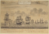 Campagne du Vice-amiral Cte d'Estaing, Pierre Ozanne (French, Brest 1737–1813 Brest), Pen and gray and brown ink with brush and gray wash