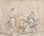Death of a Roman Matron, Bartolomeo Pinelli (Italian, Rome 1781–1835 Rome), Pen and ink, brush and brown wash