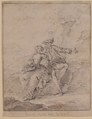 Figures in a Landscape, Anonymous, French, 18th century, Black chalk