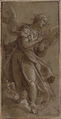 A Standing Angel and two Cherubs, Ascribed to Federico Zuccaro (Zuccari) (Italian, Sant&#39;Angelo in Vado 1540/42–1609 Ancona), Pen and brown ink, brush and brown wash, highlighted with white gouache