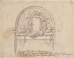 Angels Supporting a Frame, Pier Leone Ghezzi (Italian, Comunanza near Ascoli Piceno 1674–1755 Rome), Pen and brown ink, brush and gray wash, over traces of graphite or lead
