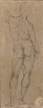 Male Figure Seen from Rear, after a drawing by Michelangelo, After Raphael (Raffaello Sanzio or Santi) (Italian, Urbino 1483–1520 Rome), Pen and brown ink on brown paper