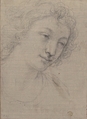 Figure of Young Man or Woman in Bust-length, in Three-Quarter View, Attributed to Carlo Maratti (Italian, Camerano 1625–1713 Rome), Black chalk on gray prepared paper