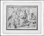 Raising of Lazarus, Attributed to Lorenzo Lotto (Italian, Venice ca. 1480–1556 Loreto) (?), Pen and brown ink, over black chalk