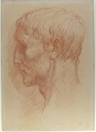 Head of a Quarryman, Alphonse Legros (French, Dijon 1837–1911 Watford, Hertfordshire), Red chalk