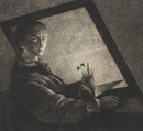 Self-Portrait with Etching Plate, Jean Pierre Norblin de la Gourdaine French, Etching, drypoint and engraving