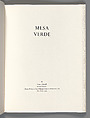 Mesa Verde, Evan S. Connell (American, 1924–2013), Artist's book