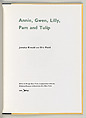 Annie, Gwen, Lilly, Pam and Tulip, Eric Fischl (American, born New York, 1948), Artist's book (trade)