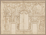 Design for the Decoration of a Palace Wall (Veronese Palazzo?), Circle of Alessandro Vittoria (Alessandro Vittoria di Vigilio della Volpa) (Italian, 1525–1608), Pen and brown ink with wash, few traces of black chalk underdrawing