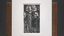 Alice, la Belle Pèlerine, Sir Edward Burne-Jones (British, Birmingham 1833–1898 Fulham), Graphite and black ink, heightened with white, on vellum; the head and shoulders on a subsidiary piece of vellum