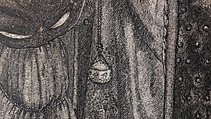 Alice, la Belle Pèlerine, Sir Edward Burne-Jones (British, Birmingham 1833–1898 Fulham), Graphite and black ink, heightened with white, on vellum; the head and shoulders on a subsidiary piece of vellum
