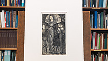 Alice, la Belle Pèlerine, Sir Edward Burne-Jones (British, Birmingham 1833–1898 Fulham), Graphite and black ink, heightened with white, on vellum; the head and shoulders on a subsidiary piece of vellum