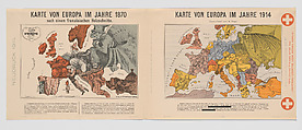 Karte von Europa im jahre 1870 / Karte von Europa im jahre 1914, Paul Hadol French, Commercial color lithograph