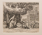 The Holy Family with the Church of Saint Michael in Munich under Construction, Johann Sadeler I  Netherlandish, Engraving