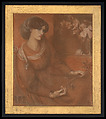Jane Morris: Study for "Mariana", Dante Gabriel Rossetti (British, London 1828–1882 Birchington-on-Sea), Red, brown, off-white and black chalk on tan paper; four sheets butt-joined (and slightly tented)