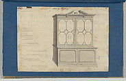 Library Bookcase, from Chippendale Drawings, Vol. II, Thomas Chippendale (British, baptised Otley, West Yorkshire 1718–1779 London), Black ink, gray wash