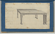 Sideboard Table, from Chippendale Drawings, Vol. II, Thomas Chippendale (British, baptised Otley, West Yorkshire 1718–1779 London), Black ink, with brush and gray wash