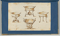 Cisterns, from Chippendale Drawings, Vol. II, Thomas Chippendale (British, baptised Otley, West Yorkshire 1718–1779 London), Black ink, brown wash