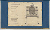 Cabinet, from Chippendale Drawings, Vol. II, Thomas Chippendale (British, baptised Otley, West Yorkshire 1718–1779 London), Black ink, gray wash