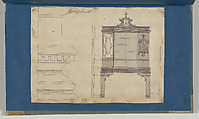 Chinese Cabinet, from Chippendale Drawings, Vol. II, Thomas Chippendale (British, baptised Otley, West Yorkshire 1718–1779 London), Black ink, gray wash