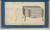 French Commode Table, from Chippendale Drawings, Vol. II, Thomas Chippendale (British, baptised Otley, West Yorkshire 1718–1779 London), Black ink, gray wash