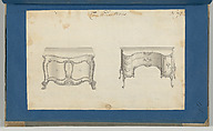 Commode Tables, from Chippendale Drawings, Vol. II, Thomas Chippendale (British, baptised Otley, West Yorkshire 1718–1779 London), Black ink, gray wash