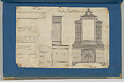 Dressing Chest and Bookcase, from Chippendale Drawings, Vol. II, Thomas Chippendale (British, baptised Otley, West Yorkshire 1718–1779 London), Black ink, gray wash
