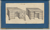 Bureau Tables, from Chippendale Drawings, Vol. II, Thomas Chippendale (British, baptised Otley, West Yorkshire 1718–1779 London), Black ink, gray wash